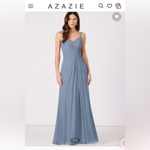 Azazie Dusty Blue Maxi Bridesmaid Dress
